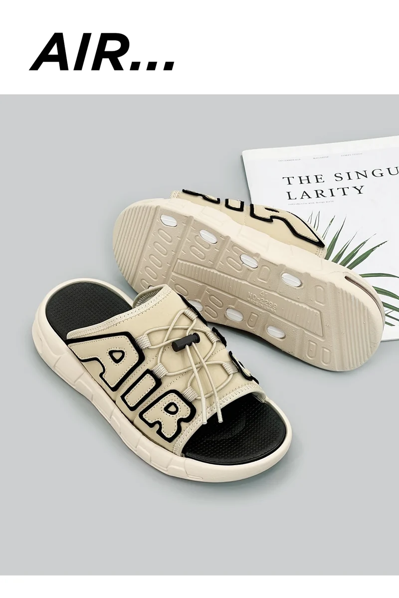 Air Cushion Slippers Summer Men Sandals Thick Sole Beach Slippers Flats Cloud Slides Sports Slippers Outdoor Man Sneaker Shoes