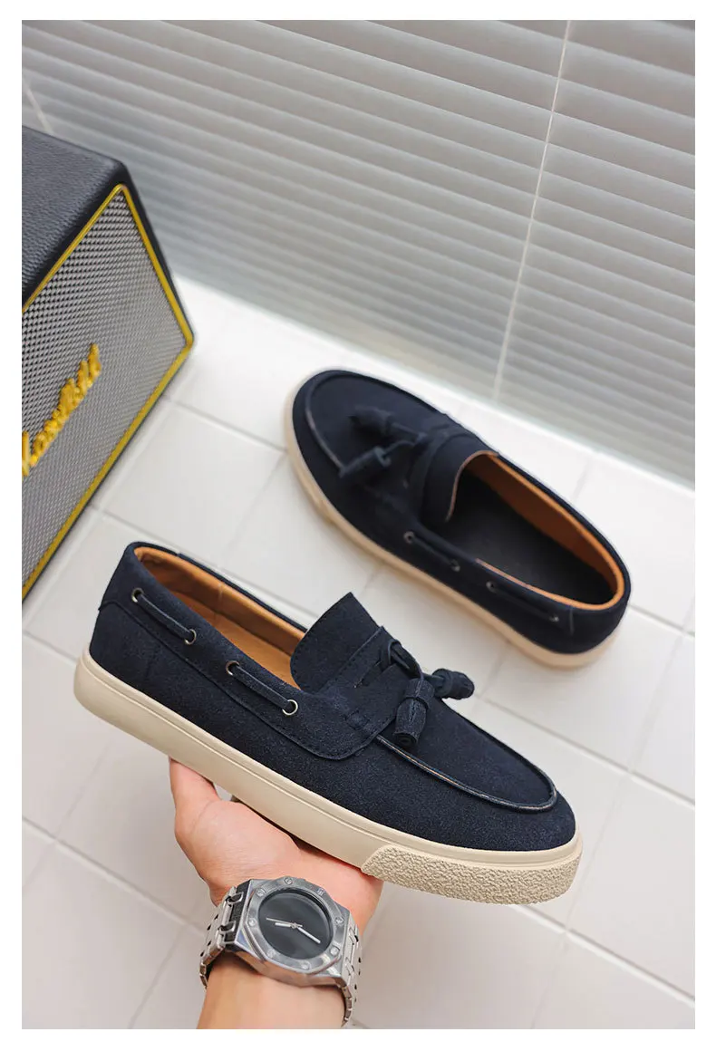 2025 Men Flat Loafers Frosted Suede Flat Shoes Comfortable Non Slip Trendy Fashion Loafers Lightweight Outdoor Casual Shoes