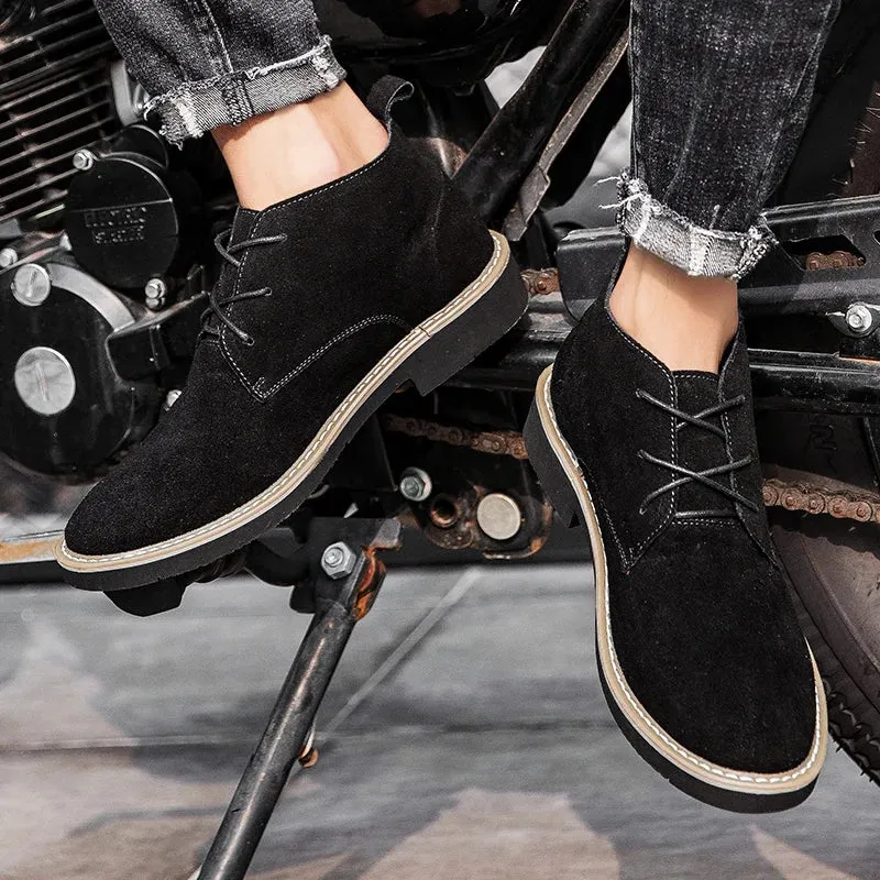 2025 Hot Selling High Top Retro Mens Casual Shoes Outdoor Wear-resistant Lace Up Flat Shoes Autumn and Winter Warm Walking Shoes