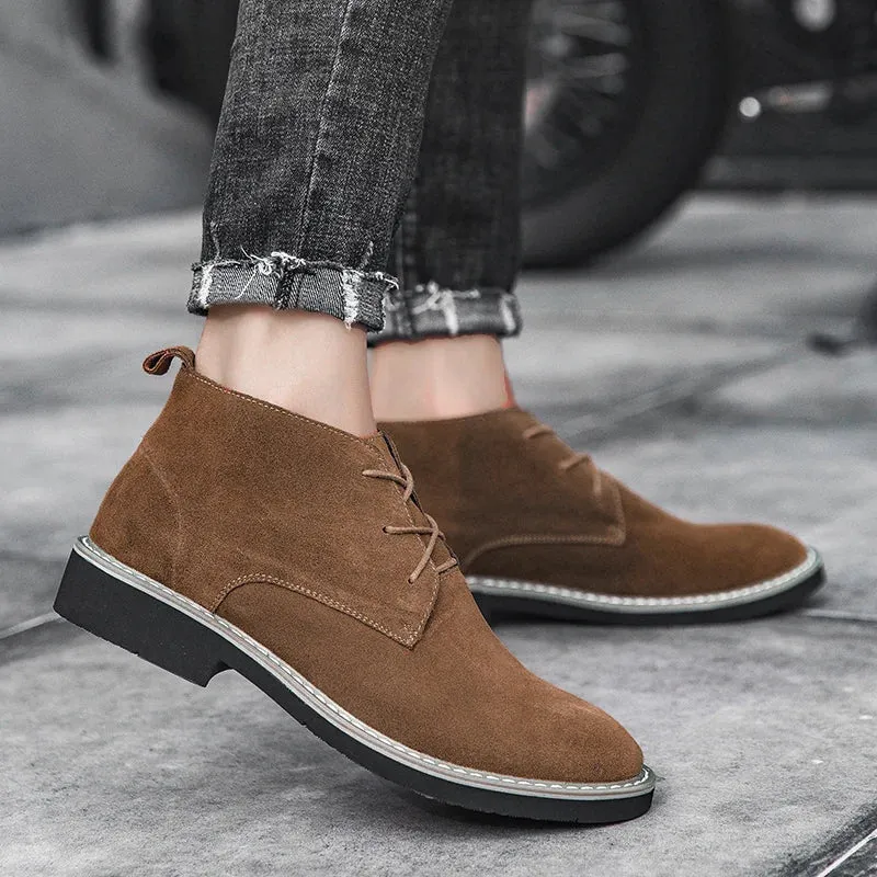 2025 Hot Selling High Top Retro Mens Casual Shoes Outdoor Wear-resistant Lace Up Flat Shoes Autumn and Winter Warm Walking Shoes