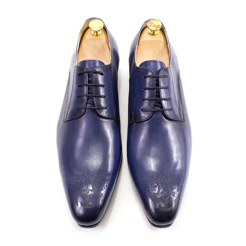 Classic Business Shoes Men Oxford Derby Genuine Leather Pointed Toe Fashion Lace Up High Quality Office Wedding Formal Shoe Male