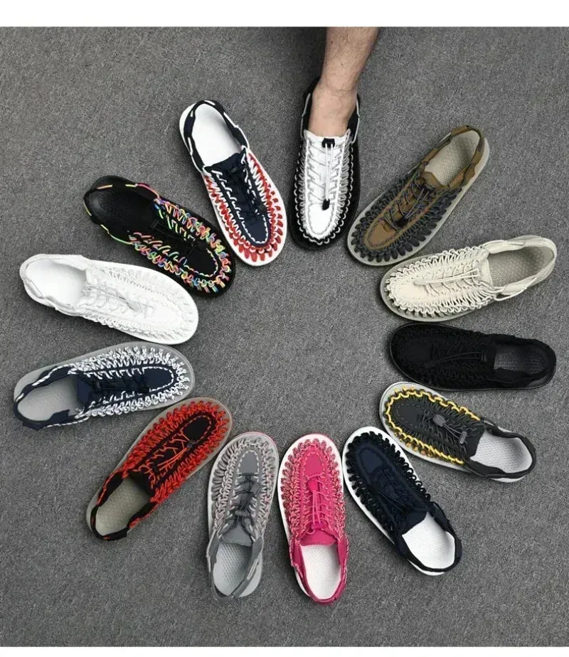 Breathable Casual Flat Sandals Outdoor Couples Sandals Size 48 Summer Men Sandals Women Slippers Weaving Design Beach Sandals