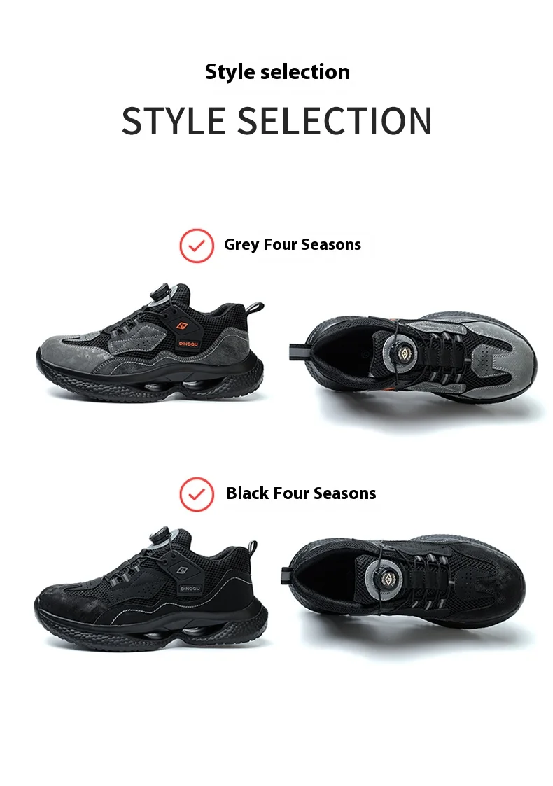 Fashion Male work safety shoes Rotating button Steel Toe shoes Work Sneakers Puncture-Proof Protective Shoes Security Boots Men
