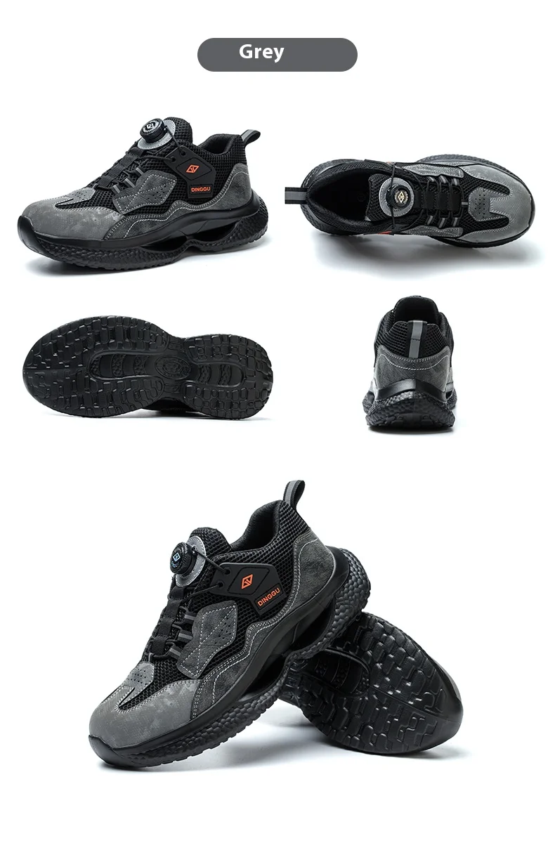 Fashion Male work safety shoes Rotating button Steel Toe shoes Work Sneakers Puncture-Proof Protective Shoes Security Boots Men