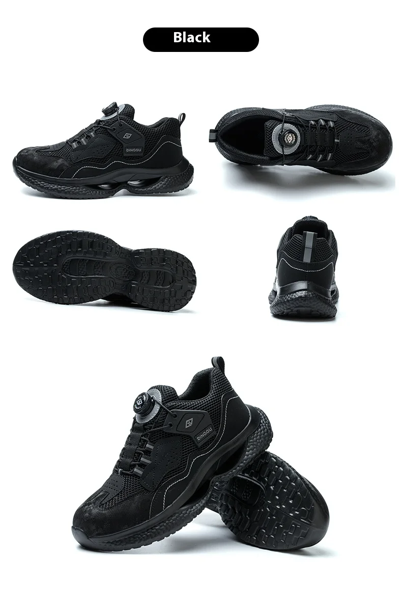 Fashion Male work safety shoes Rotating button Steel Toe shoes Work Sneakers Puncture-Proof Protective Shoes Security Boots Men