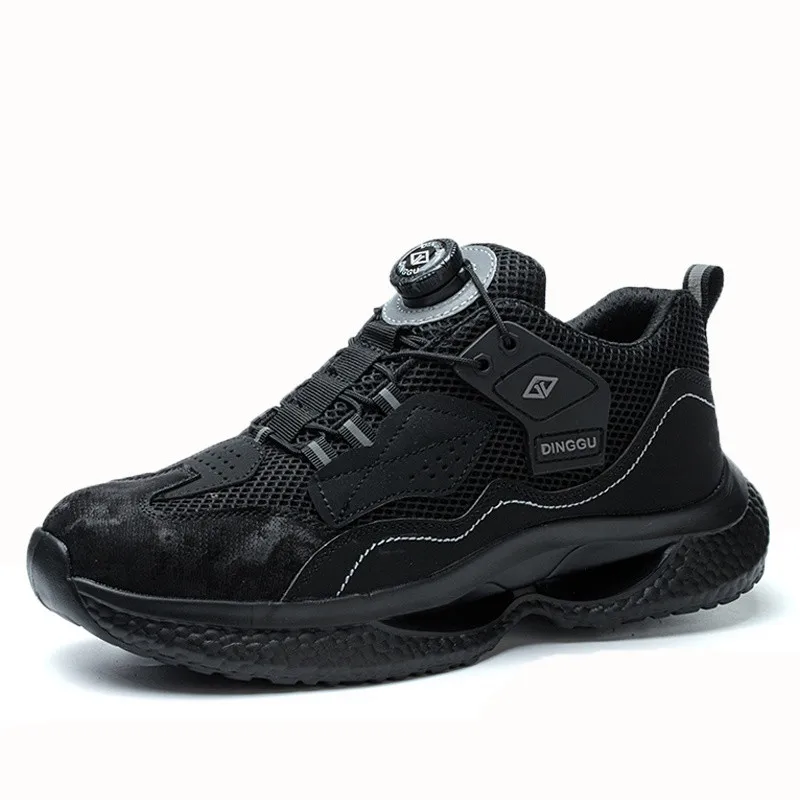 Fashion Male work safety shoes Rotating button Steel Toe shoes Work Sneakers Puncture-Proof Protective Shoes Security Boots Men