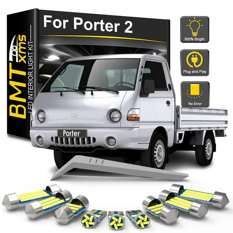 BMTxms 8Pcs LED Interior Dome Reading Light License Plate Bulb Kit For Hyundai Porter 2 2010-2018 2019 2020 2021 2022 2023 2024
