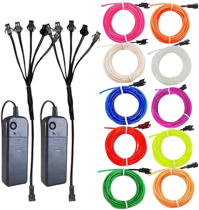 1m 3m 5m Glow EL Wire Neon Cable for Christmas Dance Party DIY Costumes Multicolor Illuminated Light AA Battery Lamp LED Strip