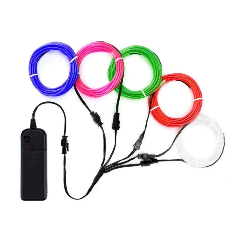1m 3m 5m Glow EL Wire Neon Cable for Christmas Dance Party DIY Costumes Multicolor Illuminated Light AA Battery Lamp LED Strip