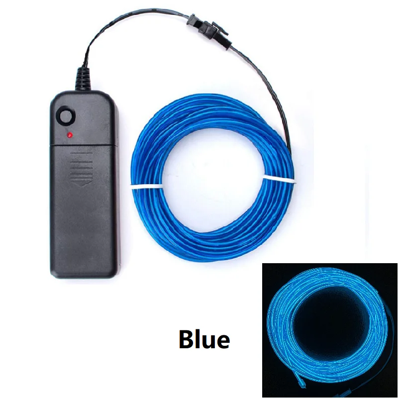 1m 3m 5m Glow EL Wire Neon Cable for Christmas Dance Party DIY Costumes Multicolor Illuminated Light AA Battery Lamp LED Strip