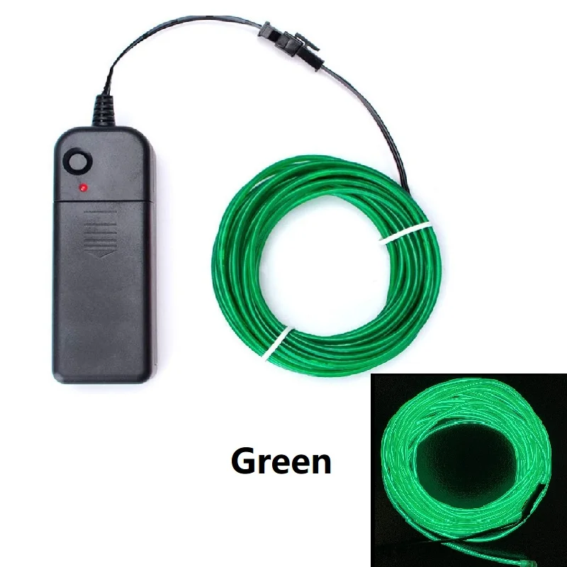 1m 3m 5m Glow EL Wire Neon Cable for Christmas Dance Party DIY Costumes Multicolor Illuminated Light AA Battery Lamp LED Strip