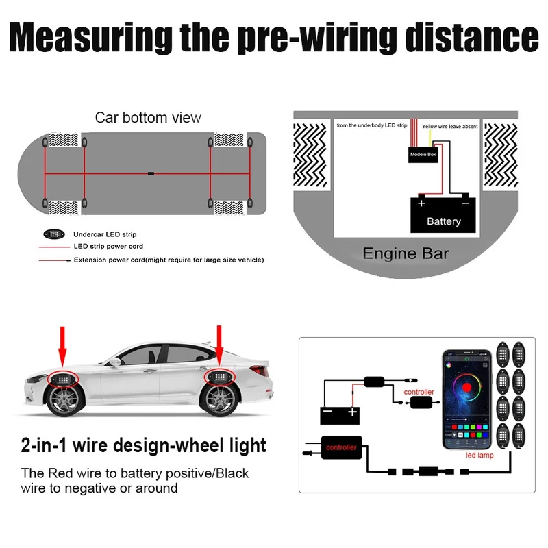 RGB LED Rock Lights 4/6/8 In 1 Car Chassis Light For Jeep Off-Road Truck Boat Music Sync Bluetooth APP Control Undergolw