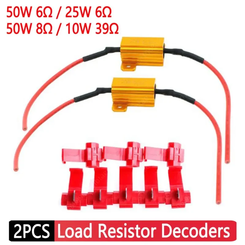 2Pcs Car LED Canbus Decoder 25W 25Ohm Load Resistors for Automobile Turn Signal Lantern License Plate Lamp Resistors Resistance