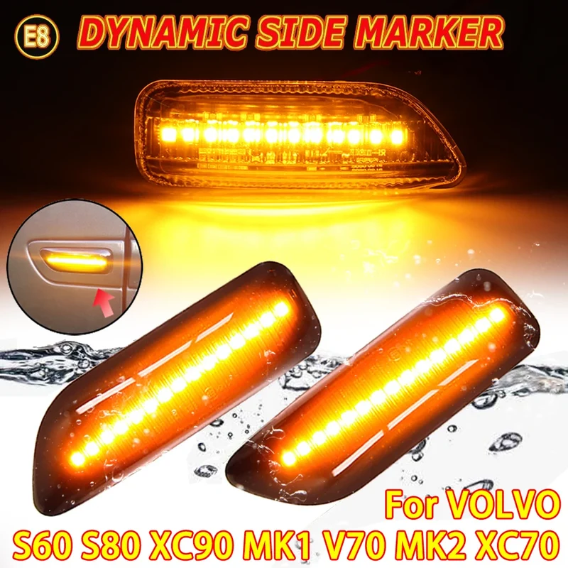 For Volvo XC90 S80 XC70 V70 S60 2001- 2009 LED Dynamic Turn Signal Light Side Mirror Sequential Lamp Blinker Indicator