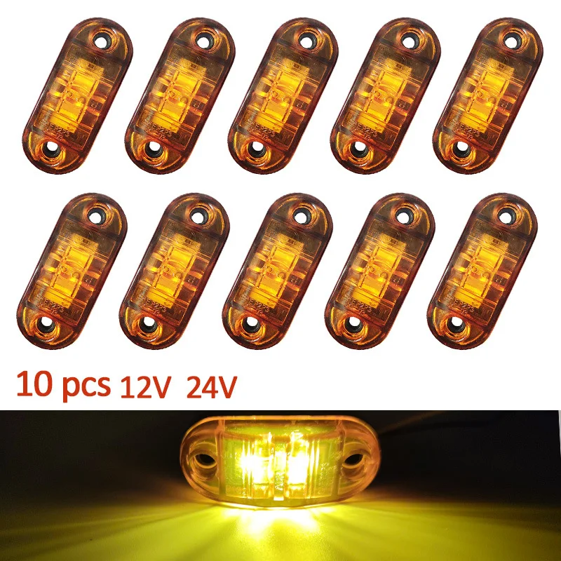 10PCS 2LED Warning Light Lightbar Breakdown Emergency Front Side Marker Light Clearance Lamp Assembly Auto Lamp Car Accessories