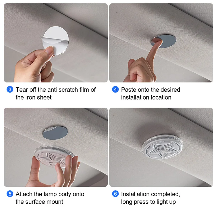 Car reading lights, LED interior sound controlled ambient lights, car trunk lighting, wireless wiring free decorative lights