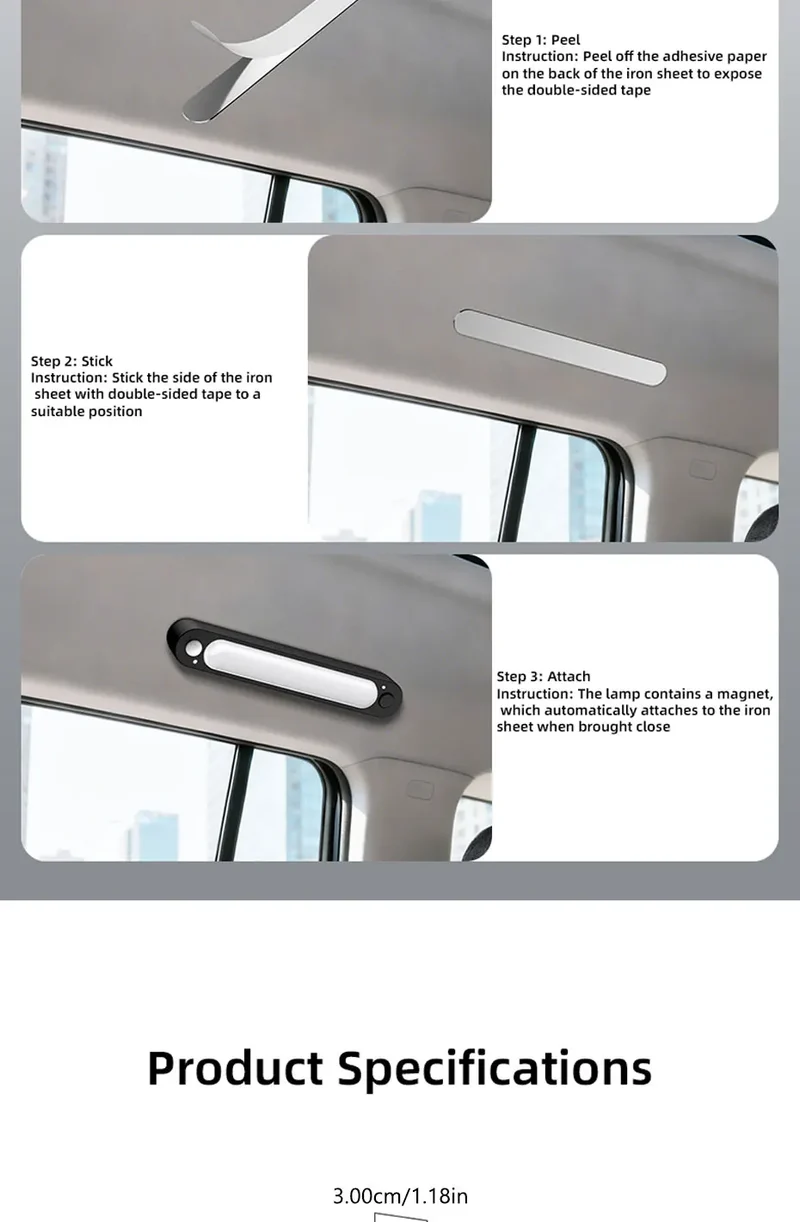 SEAMETAL Car Trunk Sensor Light USB Rechargeable Automatic Induction Light Bar Magnetic Sensing Lamp for Car Floor Trunk Hood