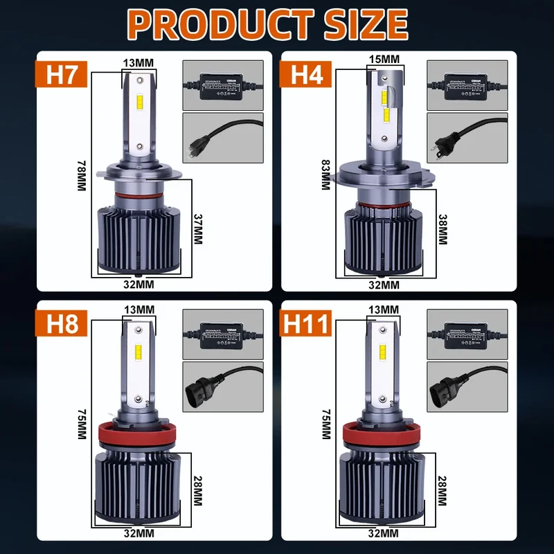 OSRAM Mini Canbus H4 H7 H1 LED Car Headlight 50W 6000K Car Lamps 9005 HB3 9006 HB4 H8 H9 H11 Fog Lights Auto Bulbs Classic 3.0