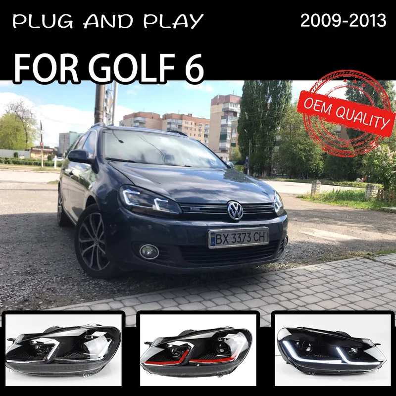 Headlight For VW Golf 6 MK6 2009-2013 Car автомобильные товары LED DRL Hella 5 Xenon Lens Hid H7 Golf6 Car Accessories