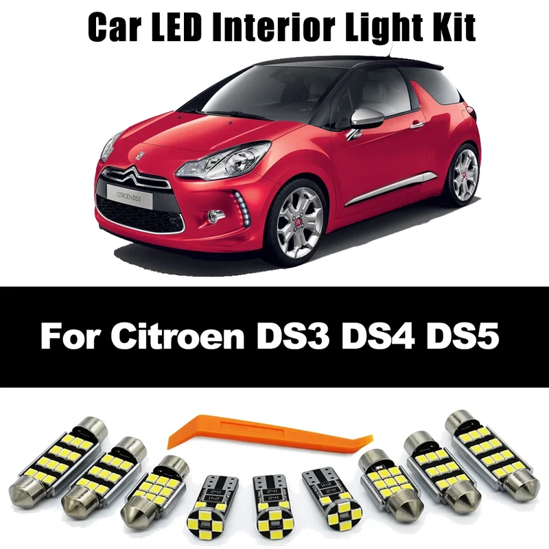 Car Accessories LED Bulb Interior Dome Map Reading Trunk Light Kit For Citroen DS3 DS4 DS5 2010- 2015 2016 2017 2018 2019 2020