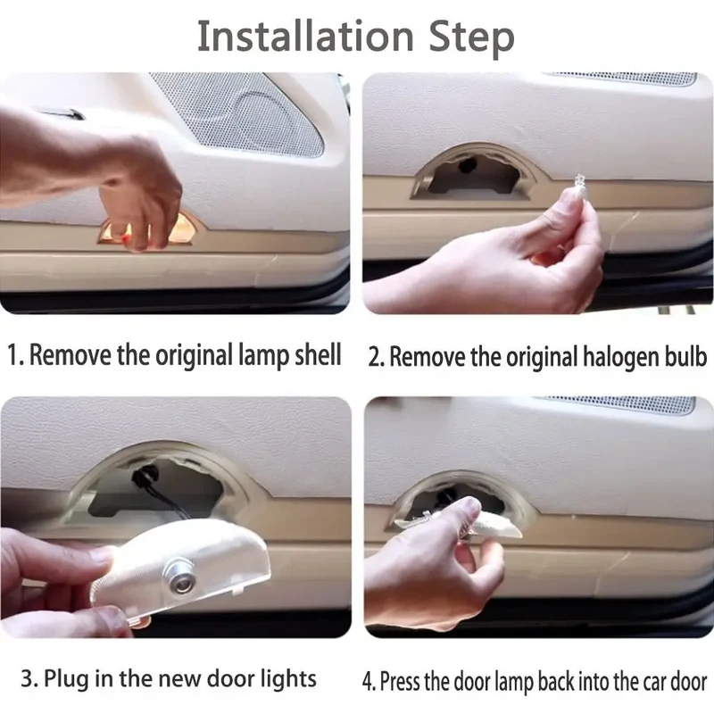 2X LED Car Door Courtesy Welcome Lamp Ghost Shadow Light Bulbs Accessories For Mitsubishi Pajero V87 V93 V97 V80 Montero Grandis