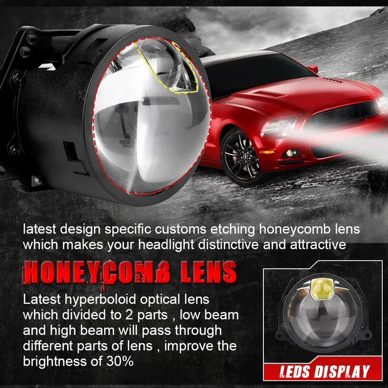 Bi LED Projector Lenses 3 Inch For Hella Headlight Hyperboloid Dual Lens High Beam Laser 6000K Auto Lamp Car Light Retrofit Kit