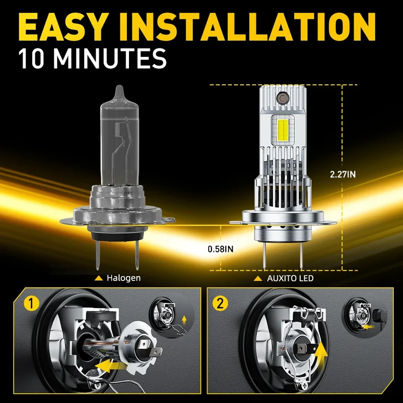 AUXITO 2Pcs Turbo H7 Canbus LED High Power Healight Bulb 70W H7 LED Error Free Super Bright 30000LM Automobile Driving Lamp 12V