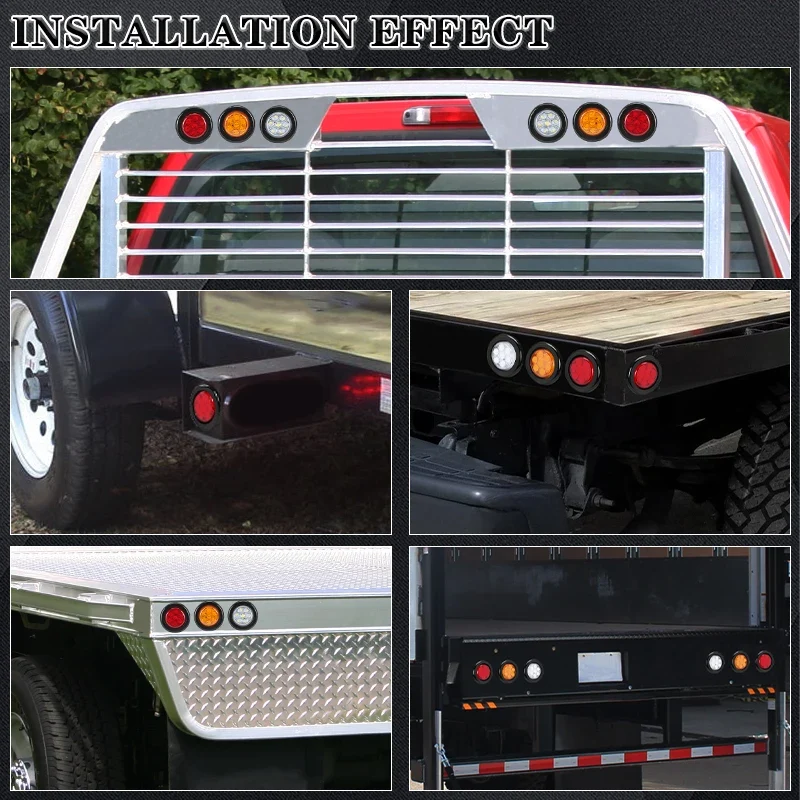 2inch Round led Side Marker Lights Truck Side Lights 12V Trailer Lorry Clearance Lights Rear tali stop lamp Yellow Red White