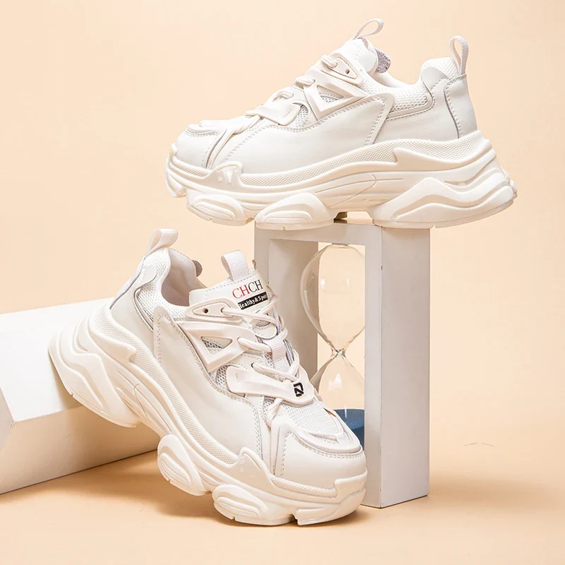 CH 2023 Women's Shoes Summer New Thick Sole Casual Sports Shoes Women's Lightweight Versatile Lace up Dad's Shoes