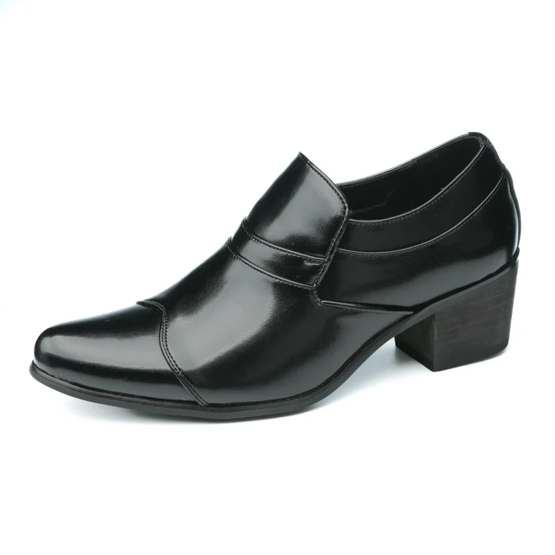 Premium Leather Men Shoes Slip On Loafers European Brand Business Casual Wedding Party Plaid Design Height Increasing
