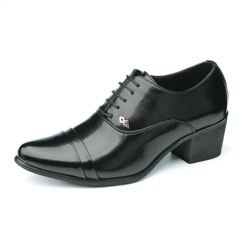Premium Leather Men Shoes Slip On Loafers European Brand Business Casual Wedding Party Plaid Design Height Increasing