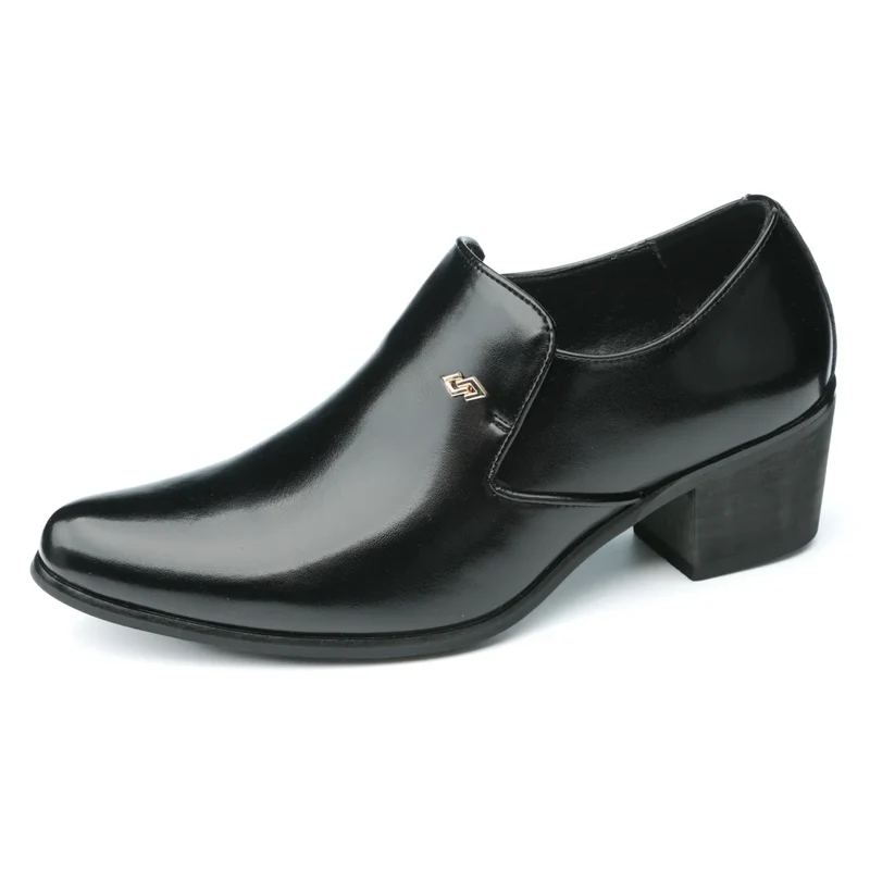 Premium Leather Men Shoes Slip On Loafers European Brand Business Casual Wedding Party Plaid Design Height Increasing