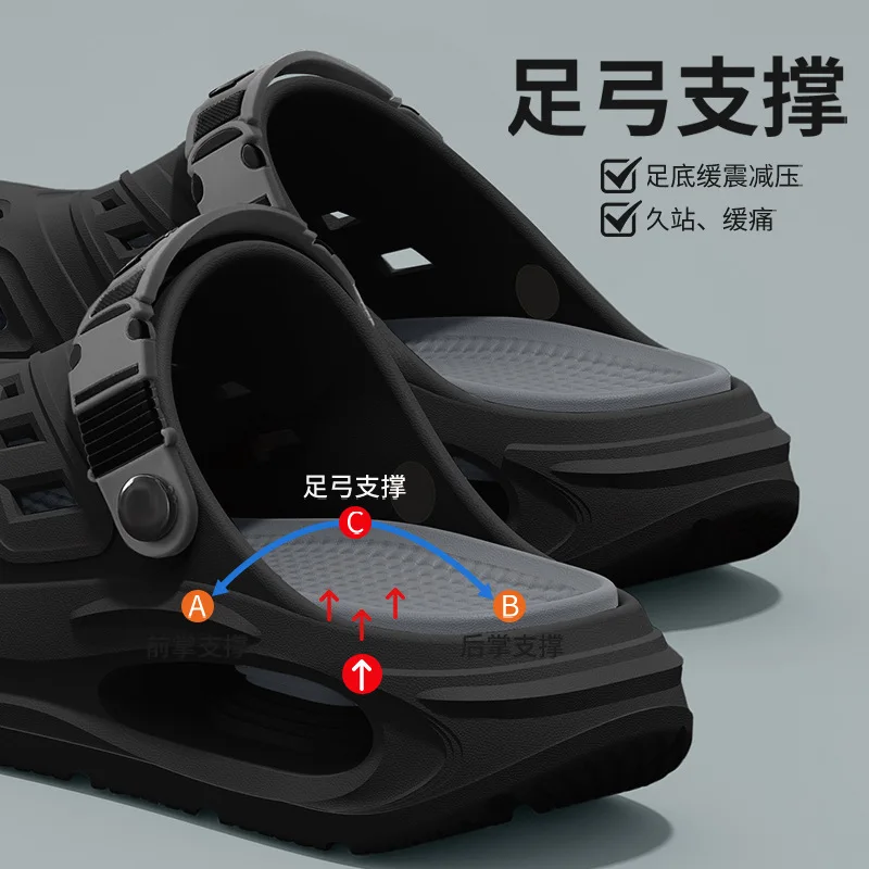 Cave Shoes for Men's Summer New Style, Non Slip and Non Tiring, Foot Arch Support, Outdoor Cool Slippers for Men Mens Shoes