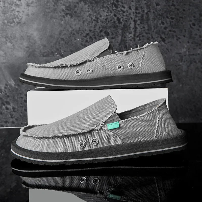 2025 New Spring Handmade Canvas Casual Men Shoes Design Fashion Sneakers Man Loafers Breathable Low Top Flat Shoes Soft Driving