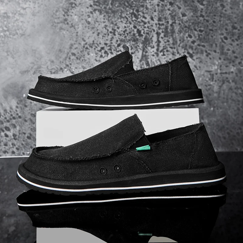 2025 New Spring Handmade Canvas Casual Men Shoes Design Fashion Sneakers Man Loafers Breathable Low Top Flat Shoes Soft Driving