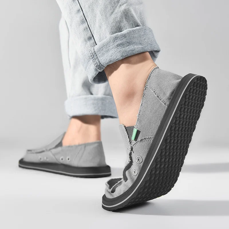 2025 New Spring Handmade Canvas Casual Men Shoes Design Fashion Sneakers Man Loafers Breathable Low Top Flat Shoes Soft Driving