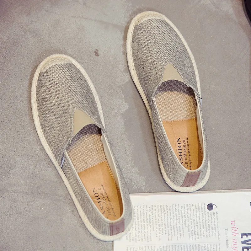 EXCARGO Linen Shoes Canvas Men Fisherman Sneakers Breathable Flat Loafers 2019 Summer Casual Shoes For Men Slip On Shoe Men