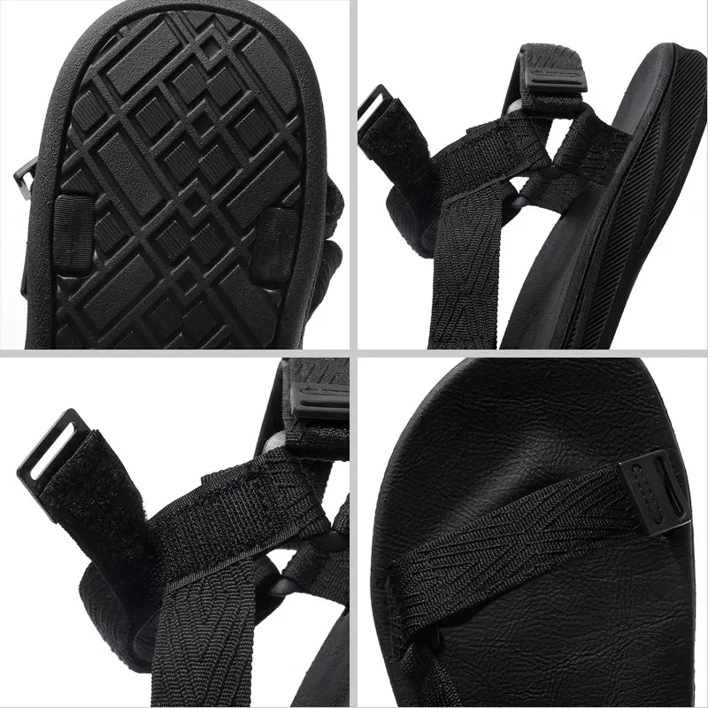 Black Men's Outdoor Casual Arch Support Sandals Anti-Slip Breathable Beach Holiday Sports Sandals for Summer Walking Size 40-45