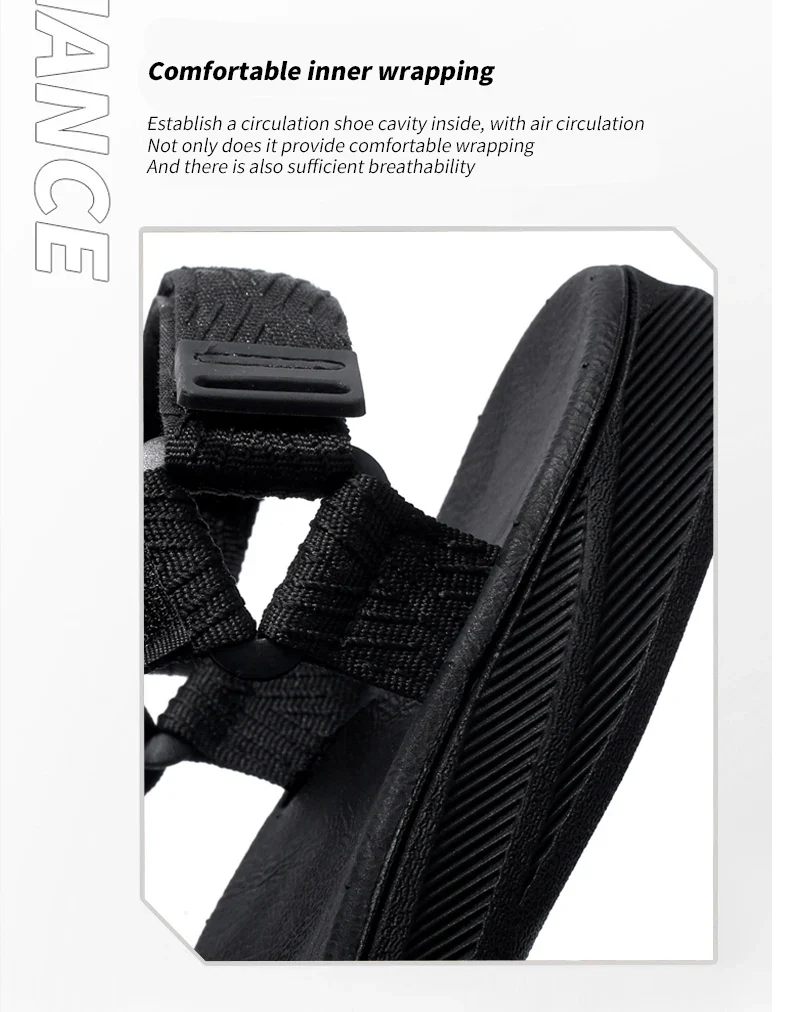Black Men's Outdoor Casual Arch Support Sandals Anti-Slip Breathable Beach Holiday Sports Sandals for Summer Walking Size 40-45