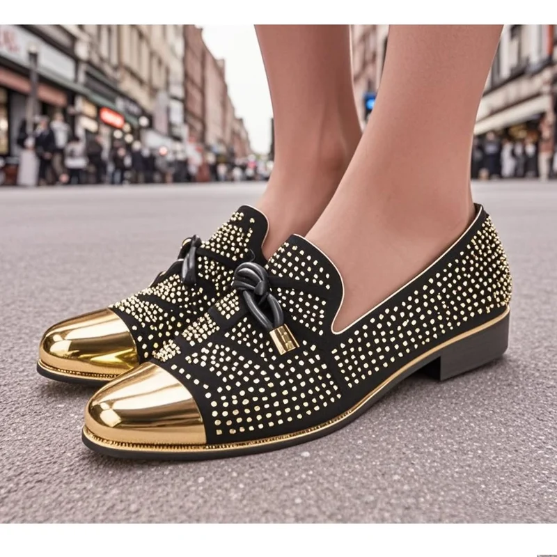 Autumn Metal Soup diamond COW LEATHER Luxurious Commercial affairs Customized Personality Party Socialize Shoes