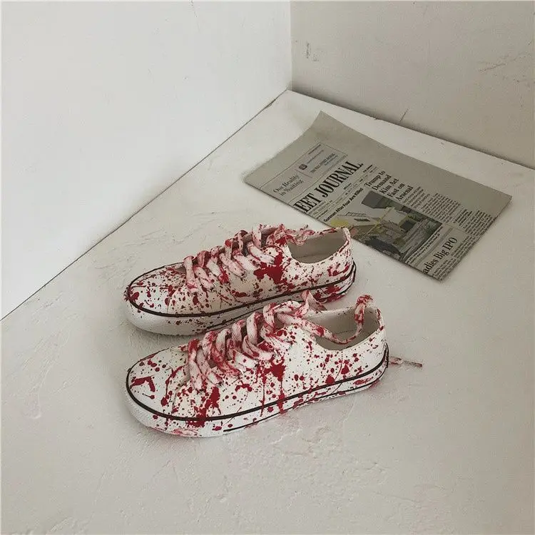 Graffiti Sneakers Men Women Black Ink Dirty Shoes Size 35-44 College Hiphop Style School Couple Shoes 2024 Spring Canvas Sneaker