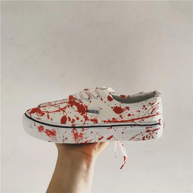 Graffiti Sneakers Men Women Black Ink Dirty Shoes Size 35-44 College Hiphop Style School Couple Shoes 2024 Spring Canvas Sneaker
