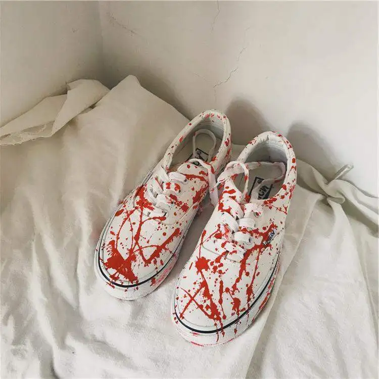 Graffiti Sneakers Men Women Black Ink Dirty Shoes Size 35-44 College Hiphop Style School Couple Shoes 2024 Spring Canvas Sneaker