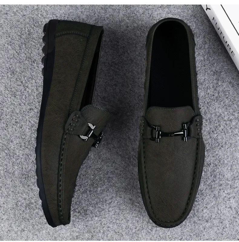 Men's shoes large size simple men's lazy casual shoes for men's black light driving loafers men's shoes leather shoes