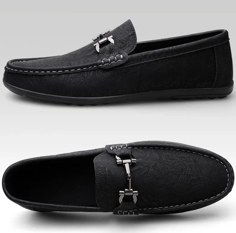 Men's shoes large size simple men's lazy casual shoes for men's black light driving loafers men's shoes leather shoes