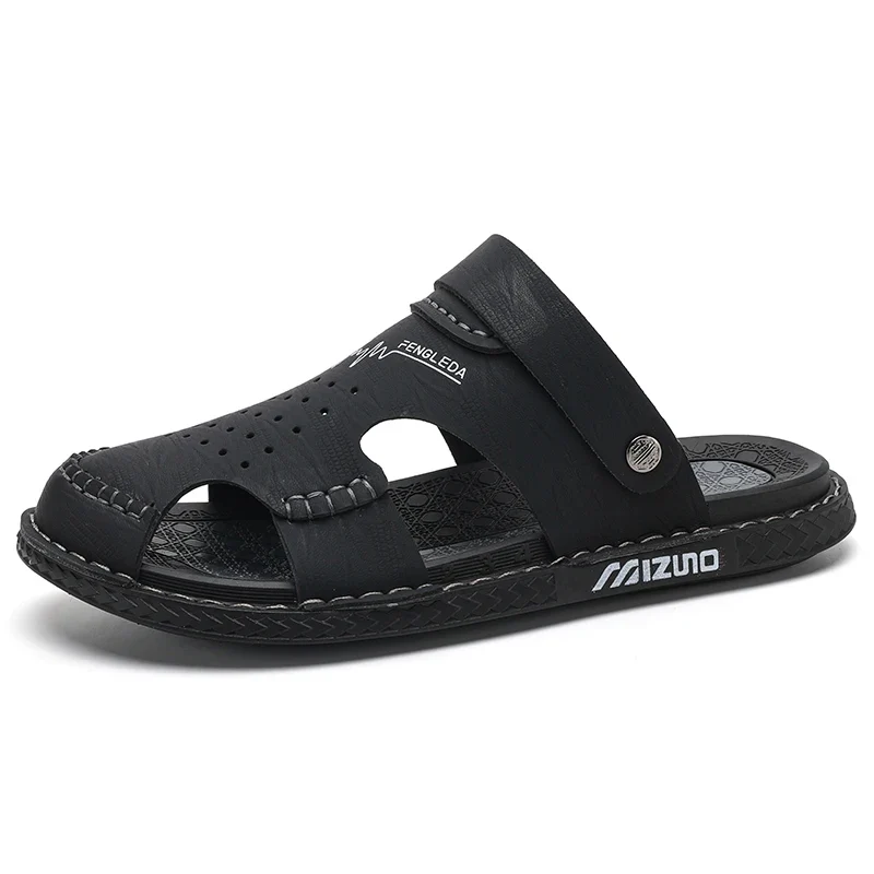Men's Baotou Sandals Summer new Outdoor Cool Breathable Anti slip Waterproof Beach Shoes Soft Sole Fashion Dual purpose Slippers