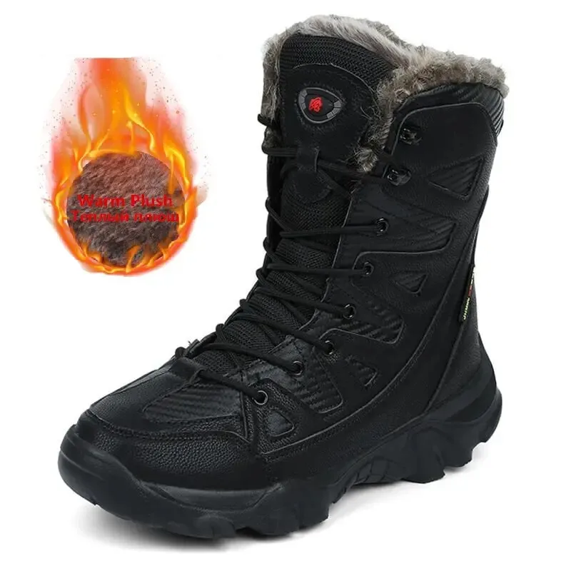 Winter Waterproof Men Boots Plush Super Warm Snow Boots Men Sneakers Ankle Boots Outdoor Men's Desert Boots Botas Hombre