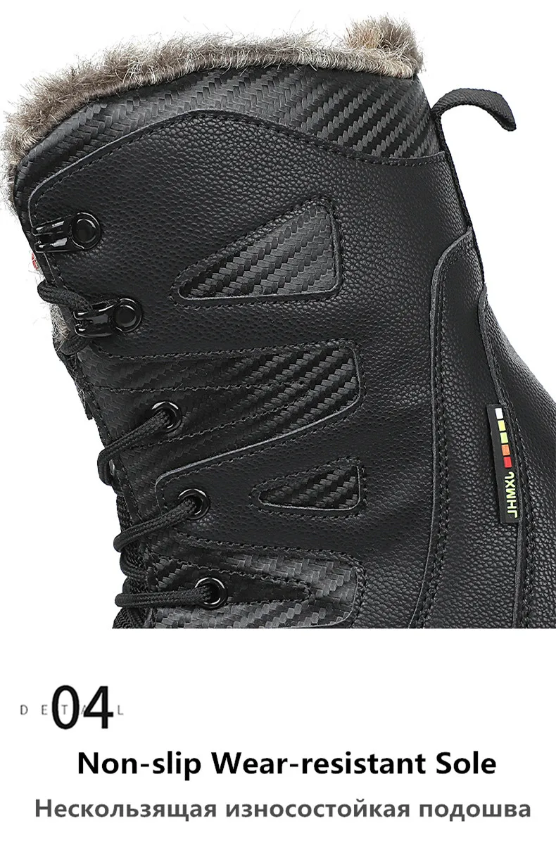 Winter Waterproof Men Boots Plush Super Warm Snow Boots Men Sneakers Ankle Boots Outdoor Men's Desert Boots Botas Hombre