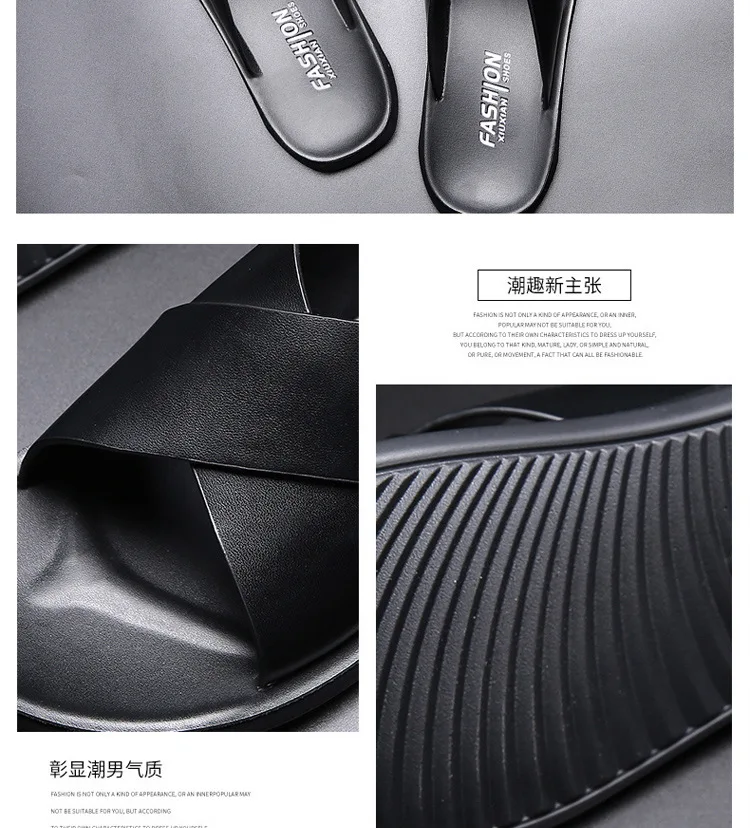 Leather Slippers For Men New Hotel Beach Summer Shoes High Quality Big Size Slip On Light Flats Male Flip Flops 2023
