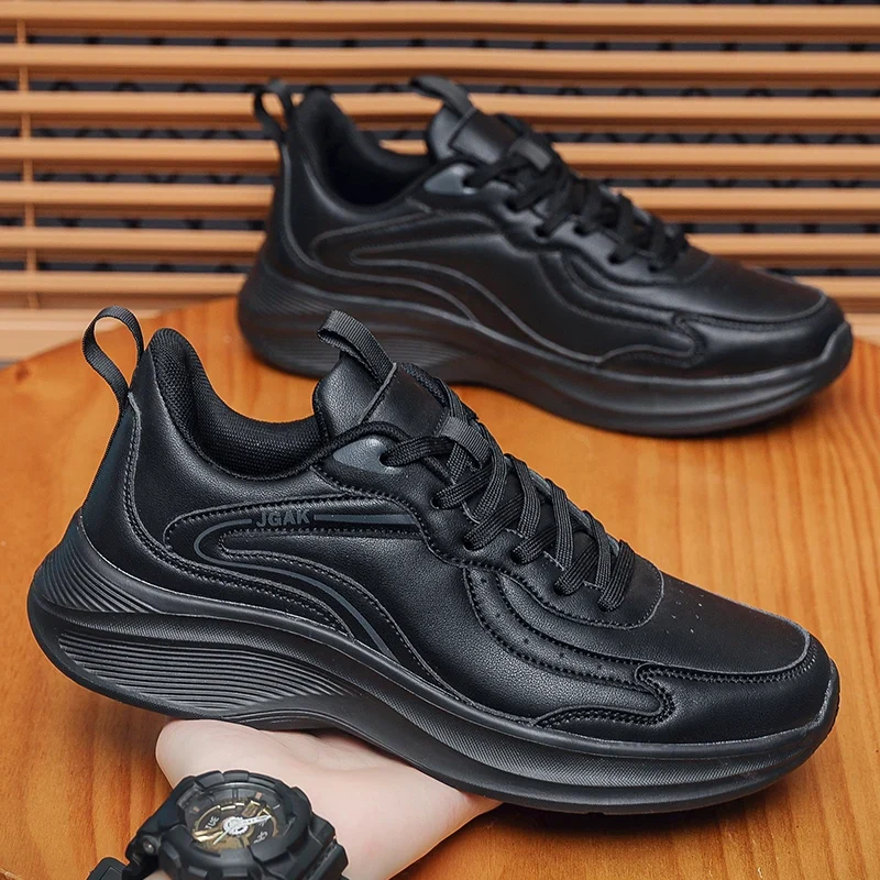Spring Autumn Mens Leather Casual Sneakers Men Black White Sneakers Cheap Plus Big Size 47 48 49 50 51 52 Dropshipping